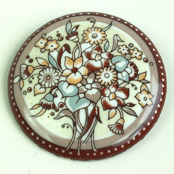 Vintage Michaela Frey Enamel Floral Brooch - Picture 1 of 5